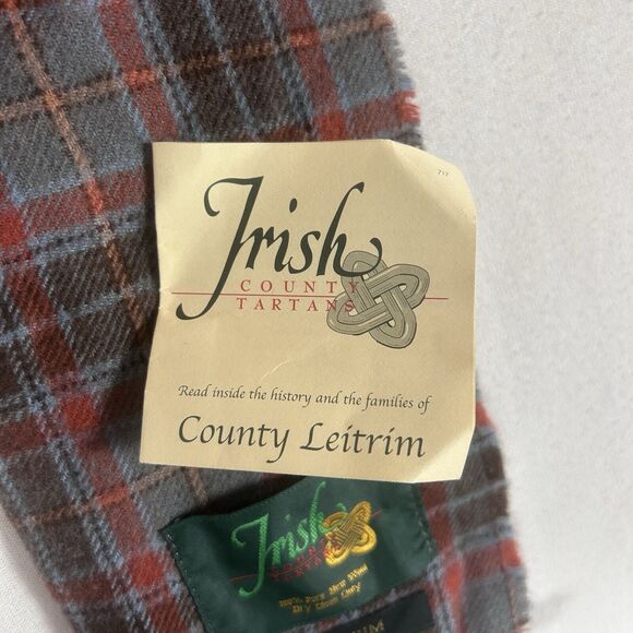 Irish County Tartans NEW Leitrim 100% Pure Wool Scarf Womens 10" x 44" Plaid NWT - Picture 3 of 7